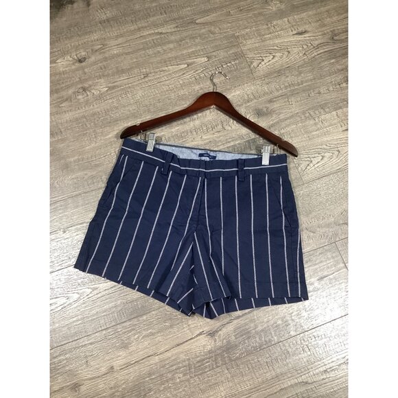 Nautica Navy & White Striped Cotton Shorts Womens Size 6 Casual Classic Fit NWOT - Picture 1 of 8
